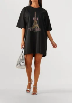 grijze alix the label mini jurk ladies knitted paris t-shirt dress