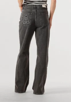 grijze alix the label straight leg jeans ladies woven relaxed denim pants