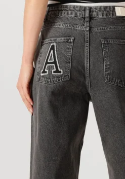 grijze alix the label straight leg jeans ladies woven relaxed denim pants