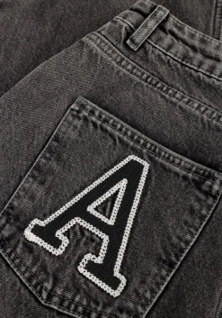 grijze alix the label straight leg jeans ladies woven relaxed denim pants