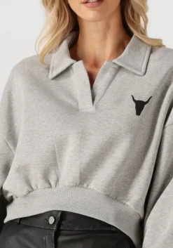 grijze alix the label sweater ladies knitted polo sweater