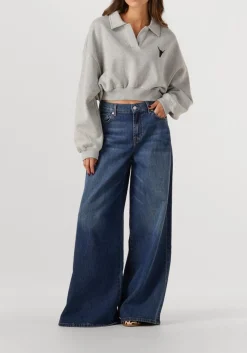 grijze alix the label sweater ladies knitted polo sweater