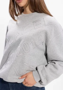 grijze alix the label trui ladies knitted text patches sweater