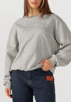 grijze alix the label trui ladies knitted text patches sweater