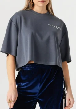 grijze alix the label t-shirt ladies knitted flowy cropped tshirt