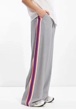grijze alix the label wijde broek ladies woven coated herringbone pants