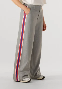 grijze alix the label wijde broek ladies woven coated herringbone pants