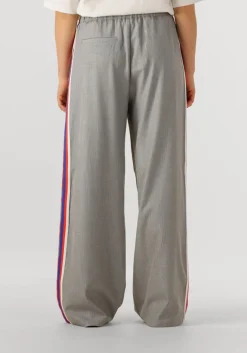 grijze alix the label wijde broek ladies woven coated herringbone pants
