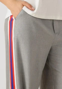 grijze alix the label wijde broek ladies woven coated herringbone pants