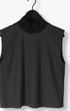 grijze co'couture gilet kaya rib turtleneck vest