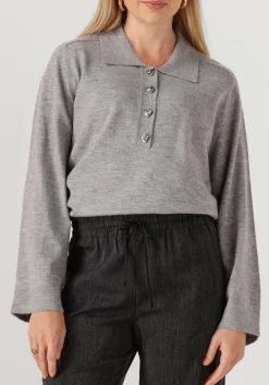 grijze co'couture trui mila polo knit