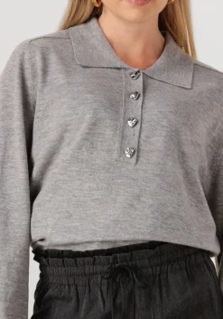 grijze co'couture trui mila polo knit