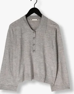grijze co'couture trui mila polo knit