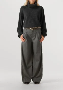grijze gestuz wijde broek gzpaula melange mw wide pants