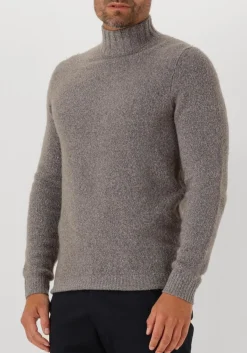 grijze profuomo coltrui pullover mock neck boiled wool