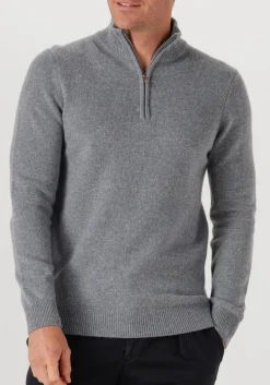 grijze profuomo trui pullover half zip wool blend