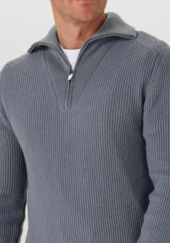 grijze profuomo trui pullover half zip