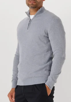 grijze profuomo trui pullover half zip twinkle slub