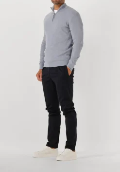 grijze profuomo trui pullover half zip twinkle slub