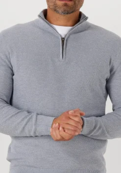 grijze profuomo trui pullover half zip twinkle slub