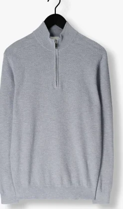 grijze profuomo trui pullover half zip twinkle slub