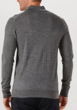 grijze profuomo trui pullover half zip merino