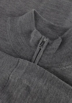 grijze profuomo trui pullover half zip merino