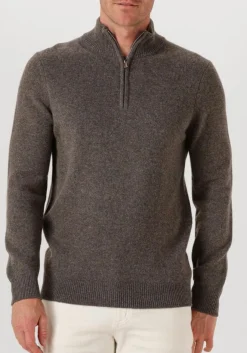 grijze profuomo trui pullover half zip wool blend