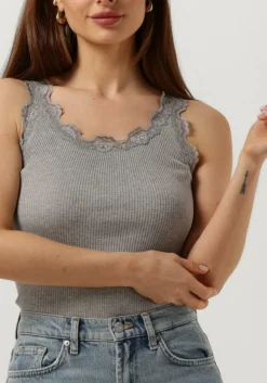 grijze rosemunde top silk top w/ lace