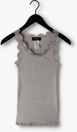 grijze rosemunde top silk top w/ lace