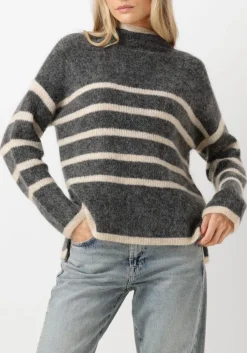 grijze second female trui ovalis knit t-neck