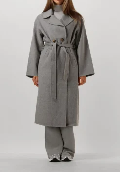 grijze summum mantel long coat wool classic
