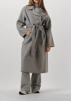 grijze summum mantel long coat wool classic