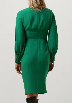 groene access mini jurk ruched dress with v neckline
