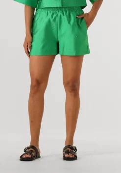 groene alix the label korte broek ladies woven embellished satin shorts