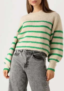 groene co'couture trui coralie crop stripe o-knit