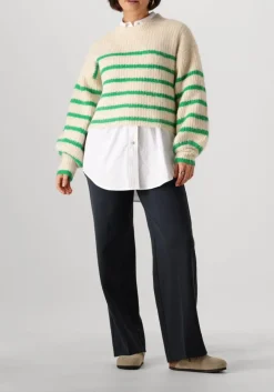 groene co'couture trui coralie crop stripe o-knit