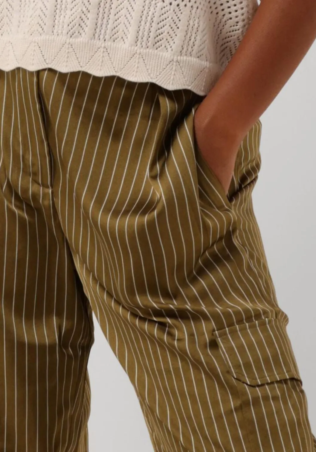 groene dante6 lange broeken zijden krijtstreepbroek