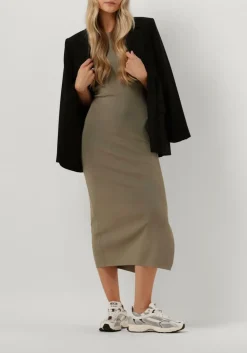 groene gestuz midi jurk briellegz sl rib dress