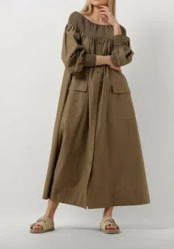 groene mes demoiselles maxi jurk parimar