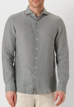 groene profuomo klassiek overhemd shirt x-cutaway linen