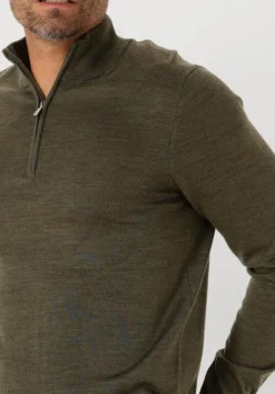 groene profuomo trui pullover half zip merino
