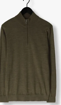 groene profuomo trui pullover half zip merino