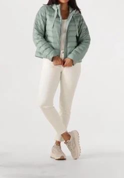 groene woolrich leren jas quilted hooded jacket