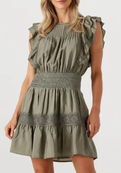 khaki co'couture mini jurk callumcc frill pintuck dress