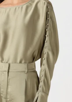 khaki dante6 blouses rocco satin button detail top