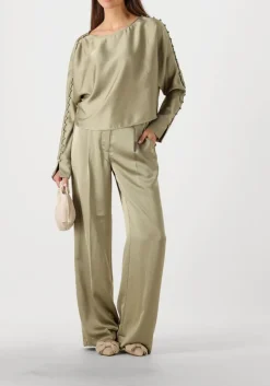 khaki dante6 broeken jules satin smart pants
