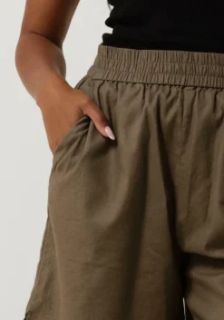 khaki gestuz korte broek lizagz linen hw shorts