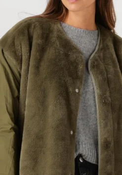 khaki ugg faux fur jas w amilea rev quilted jacket