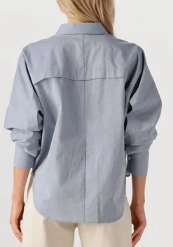 lichtblauwe closed blouses pleated shirt